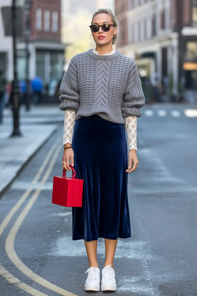 fall fashion outfits 2025 Velvet & Knit Harmony