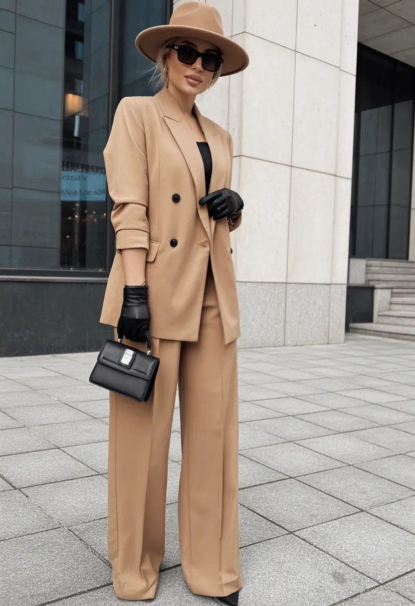 fall office outfits for women Monochrome Camel Elegance