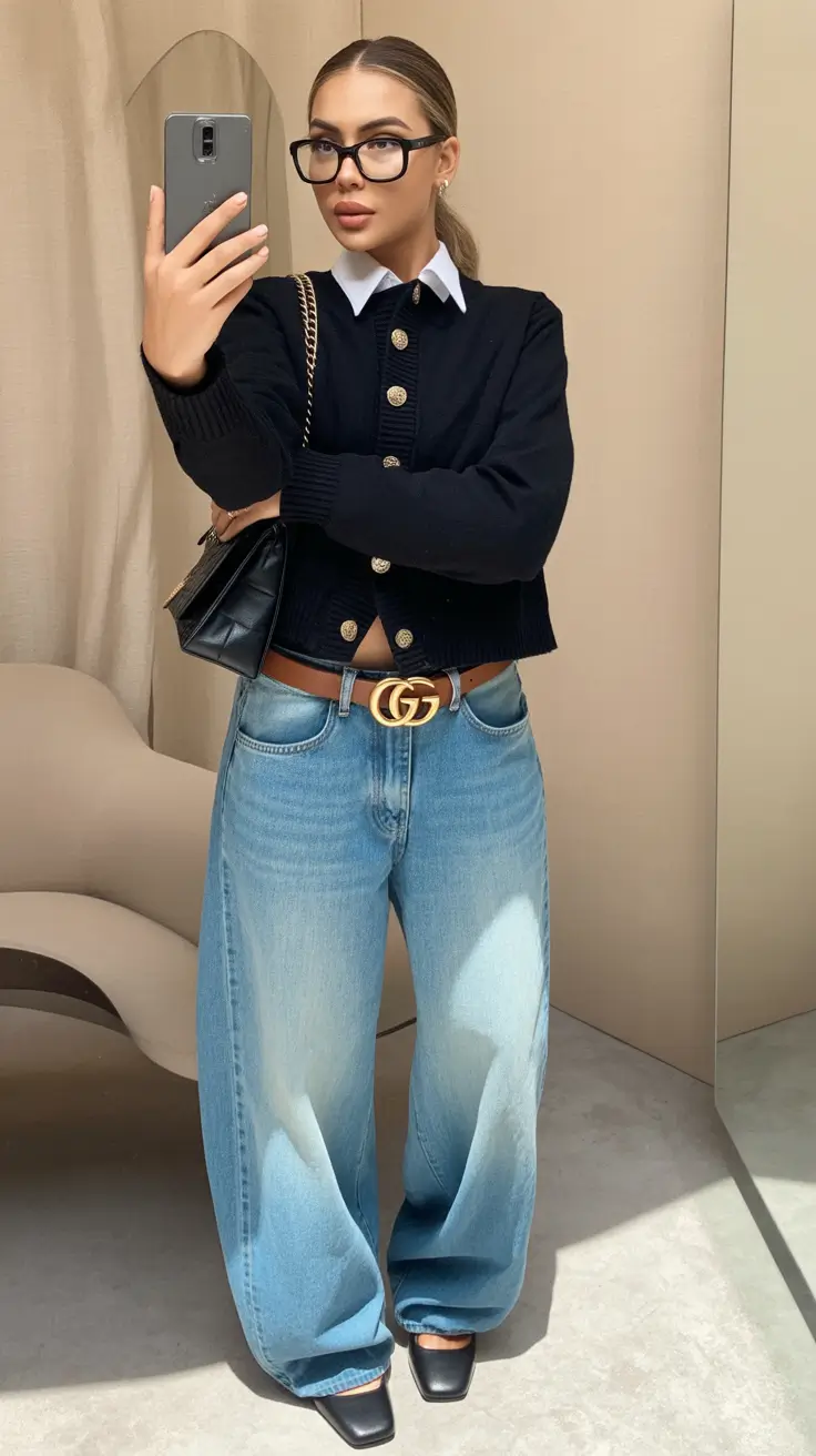 fall office outfits for women Modern Academia with Wide-Leg Jeans