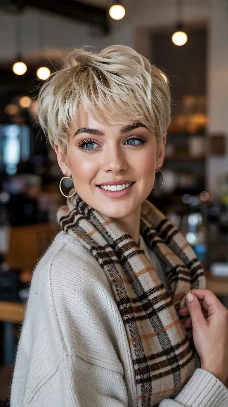 Soft Layered Blonde Bob with Bangs