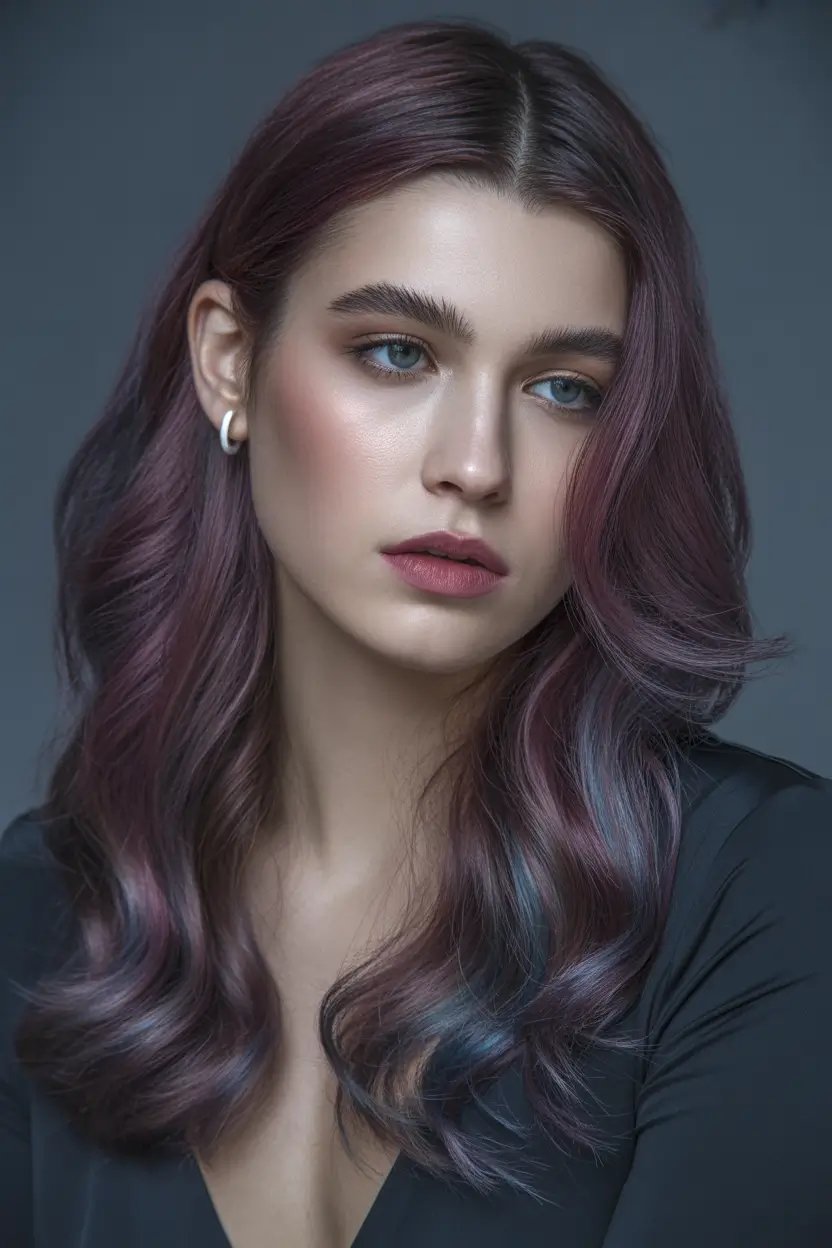 Velvet-Plum-Elegance Deep Winter Hair Colors Inspiration