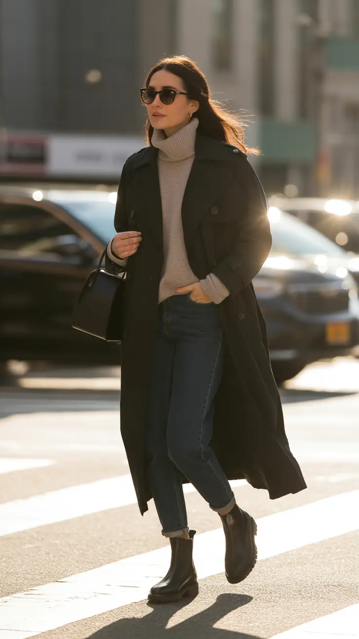 Уличный стиль для холодной погоды. Городские прогулки. Нейтральные цвета.