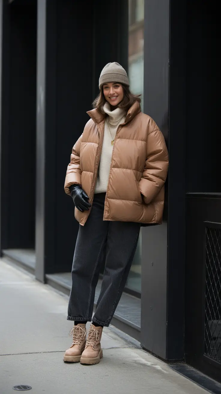 Уличный стиль для холодной погоды Puffer Glow-Up