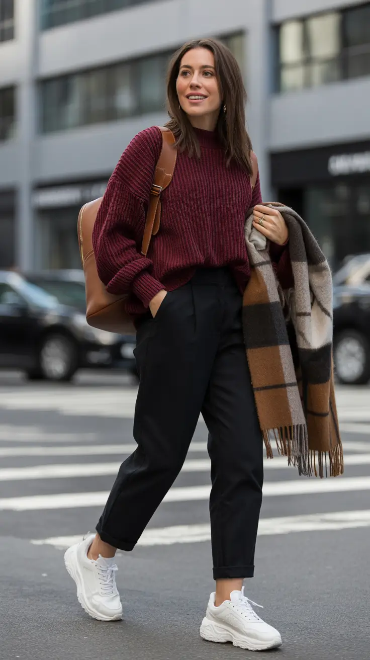 Уличный стиль для холодной погоды: энергия Бургундии