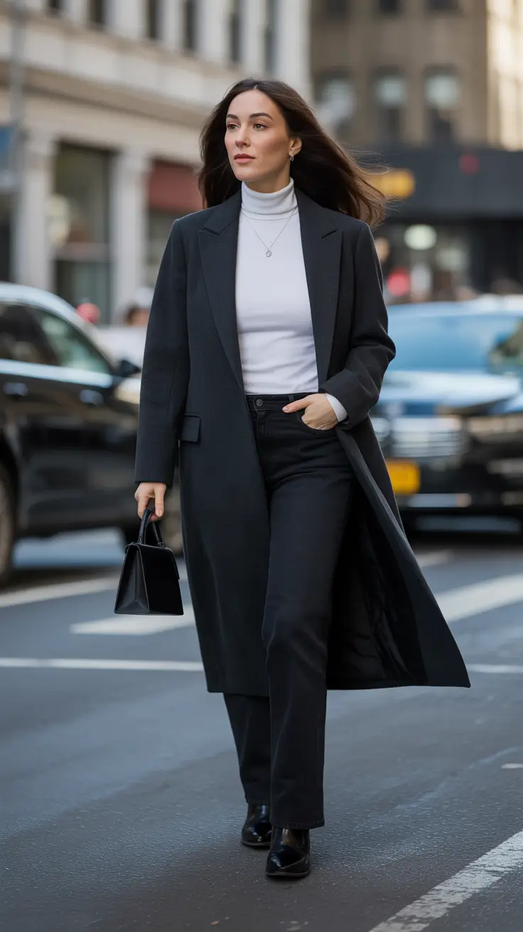 Уличный стиль для холодной погоды: монохромные мощные движения