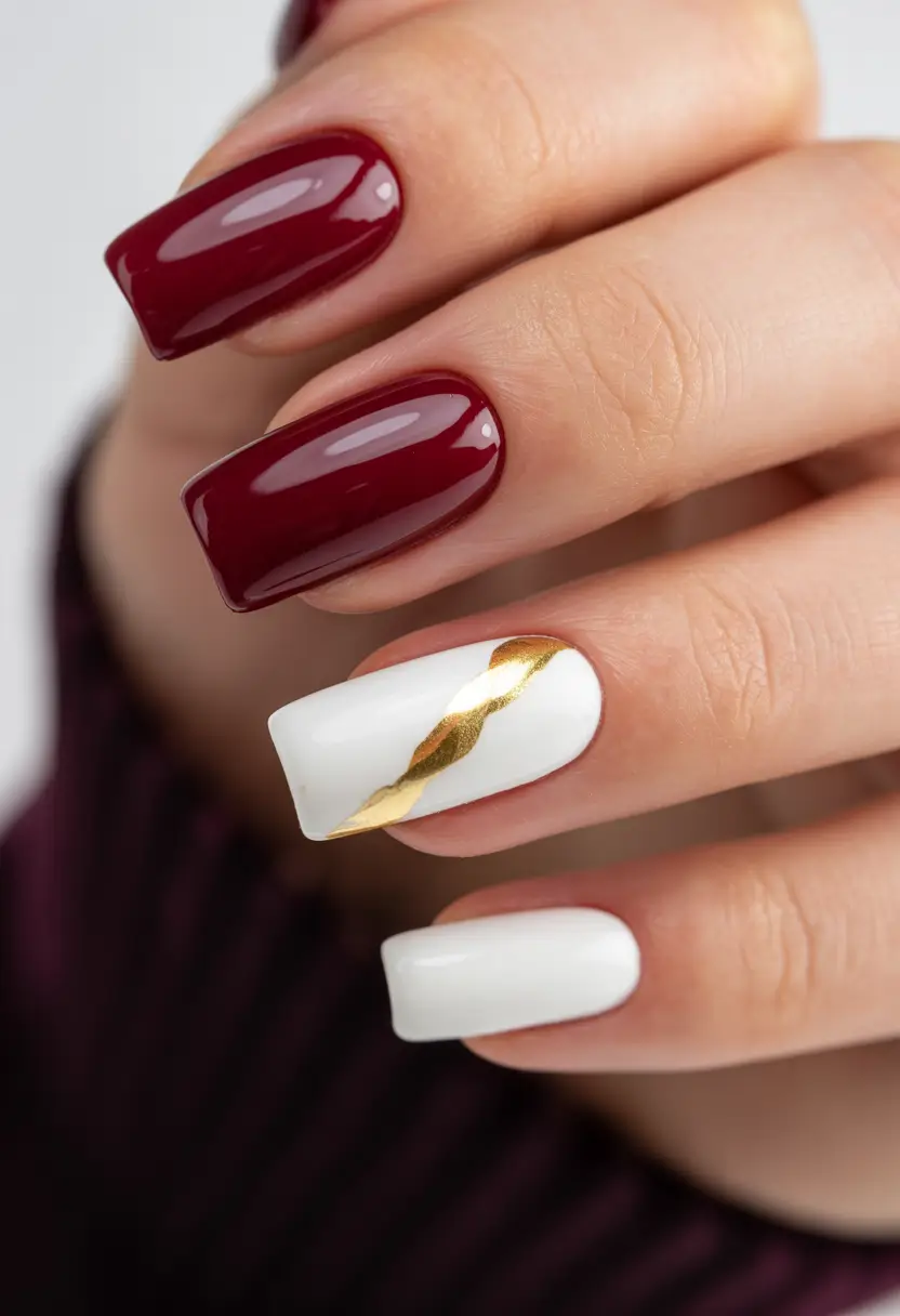 Trendy Red Nails Winter 2025–2026 Classic Cherry Elegance with a Golden Twist