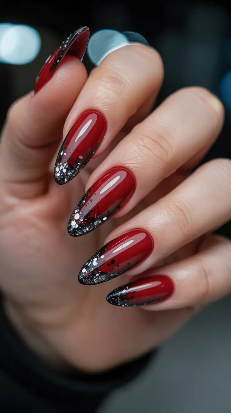 Trendy Red Nails Winter 2025–2026 Midnight Sparkle on Cherry Tips