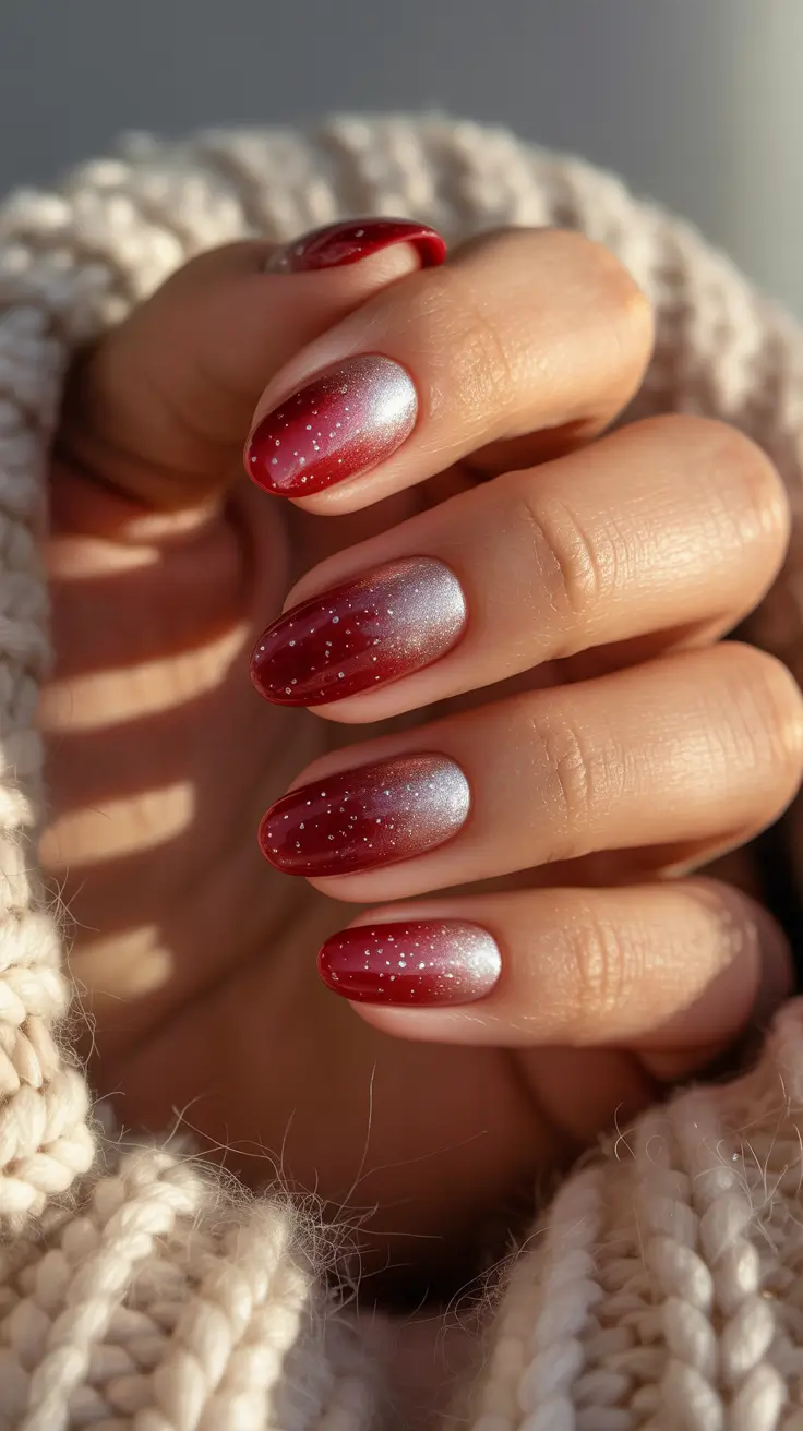 Trendy Red Nails Winter 2025–2026 Frosted Cherry Glow