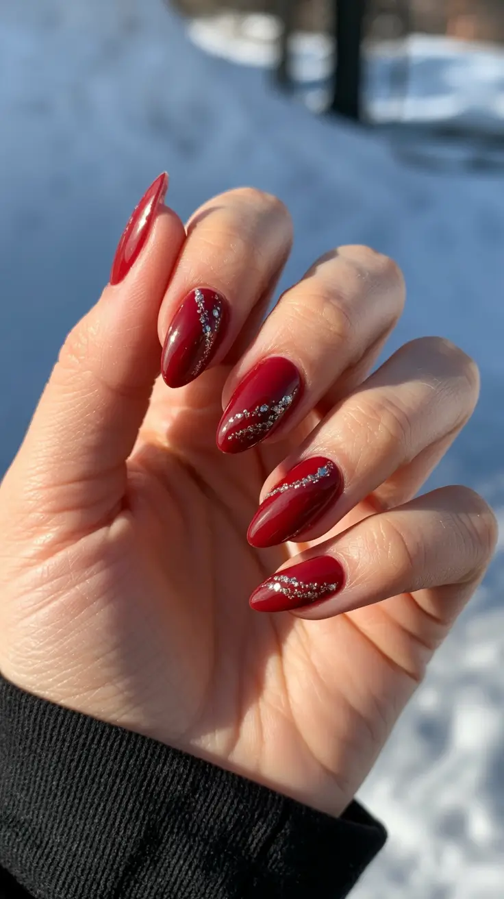 Trendy Red Nails Winter 2025–2026 Crimson Nights with Diamond Details