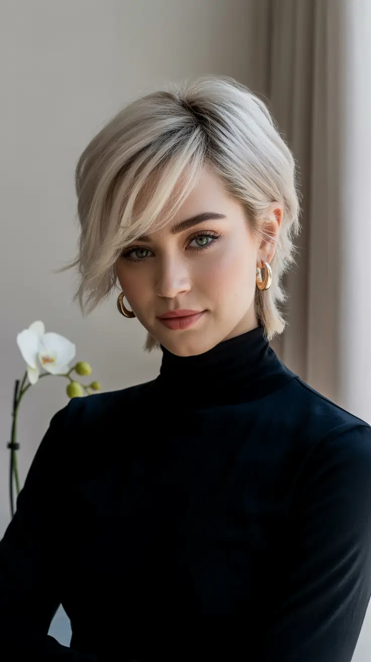 short winter haircuts 2025-2026 Icy Blonde Crop with Modern Layers