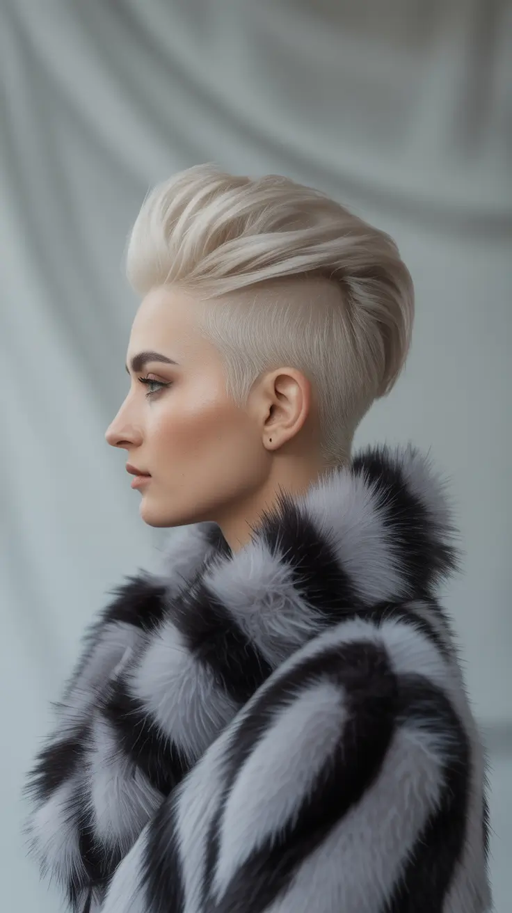 short winter haircuts 2025-2026 Platinum Pompadour Perfection