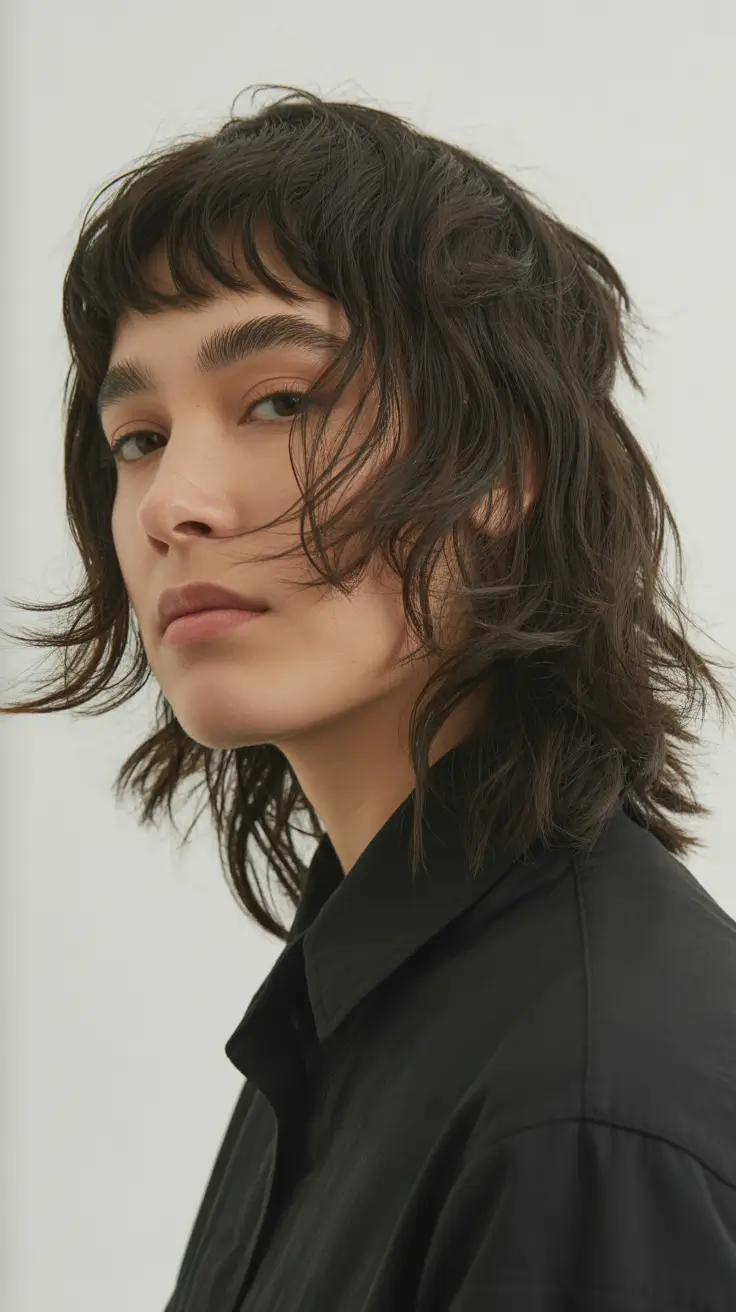 short winter haircuts 2025-2026 Modern Wolf Cut with Micro Bangs