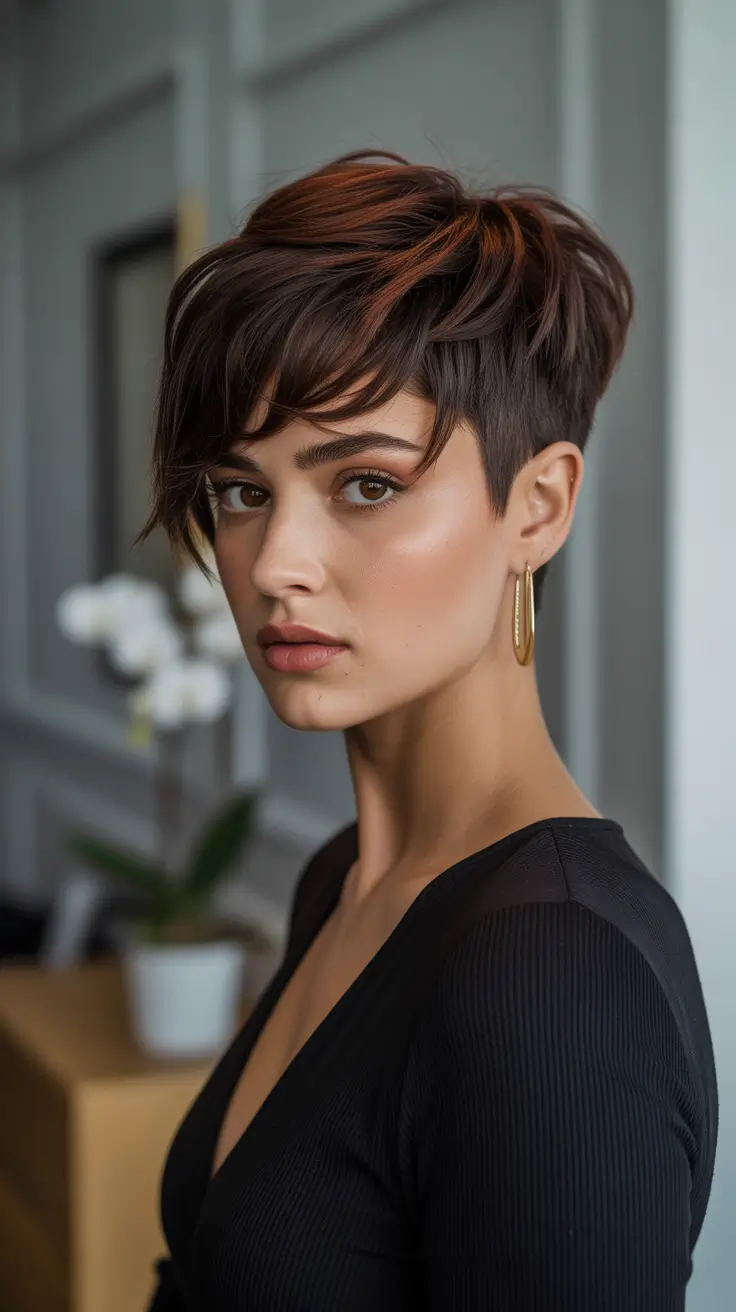 short winter haircuts 2025-2026 Modern Pixie with Side Texture
