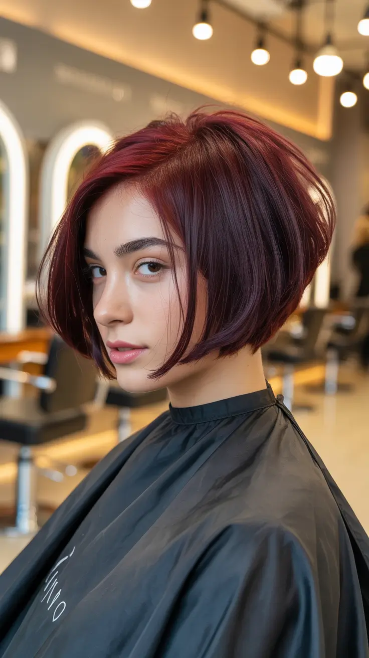 short winter haircuts 2025-2026 Velvet Plum Short Bob