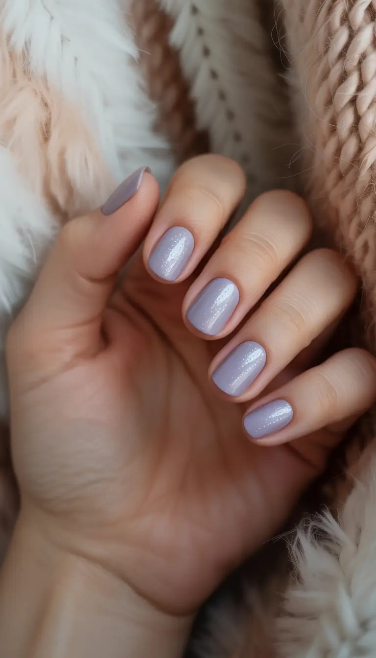 Soft Lavender Glow Short Winter Nails 2025