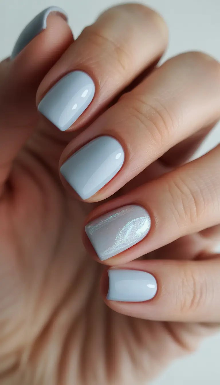 Icy Wave Reflection Short Winter Nails 2025