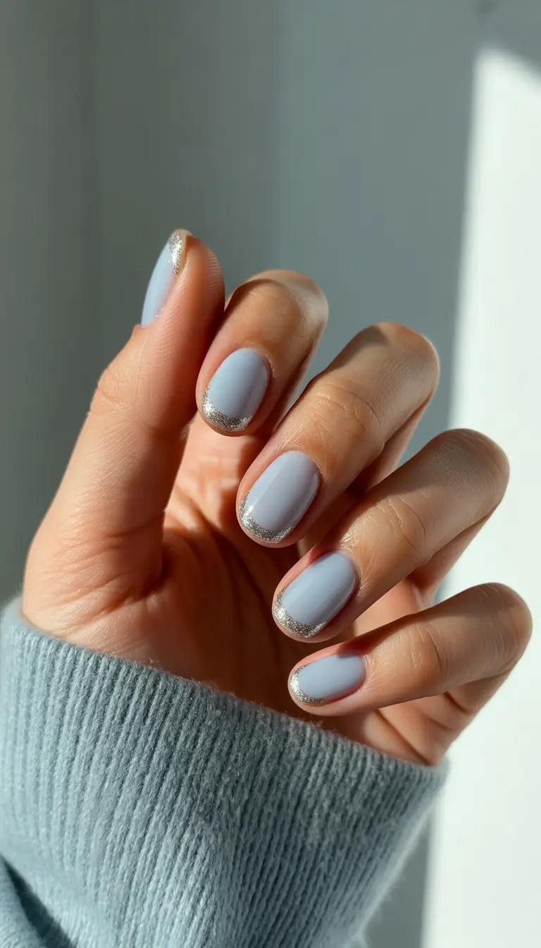 Frost-Tipped Lavender Short Winter Nails 2025