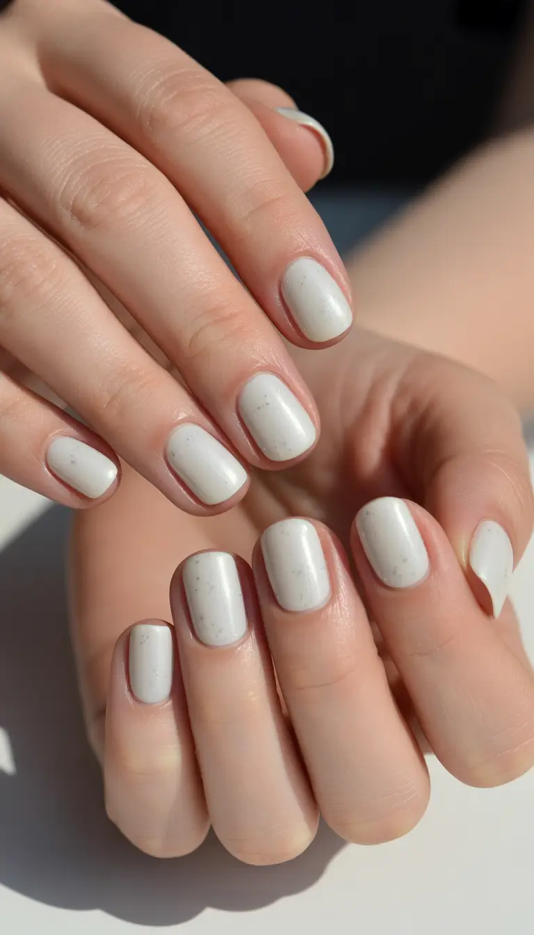 Snow Linen Chic Short Winter Nails 2025