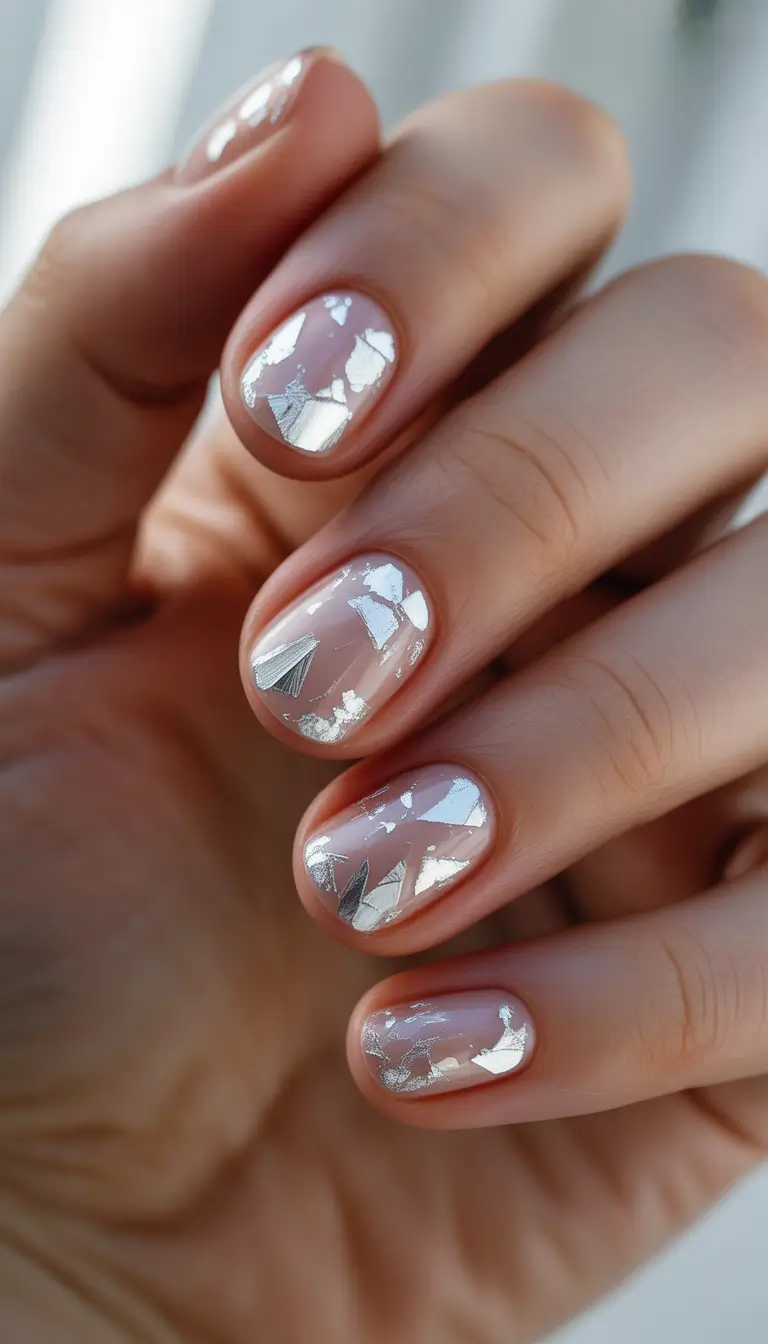 Silver Shard Chic Short Winter Nails 2025