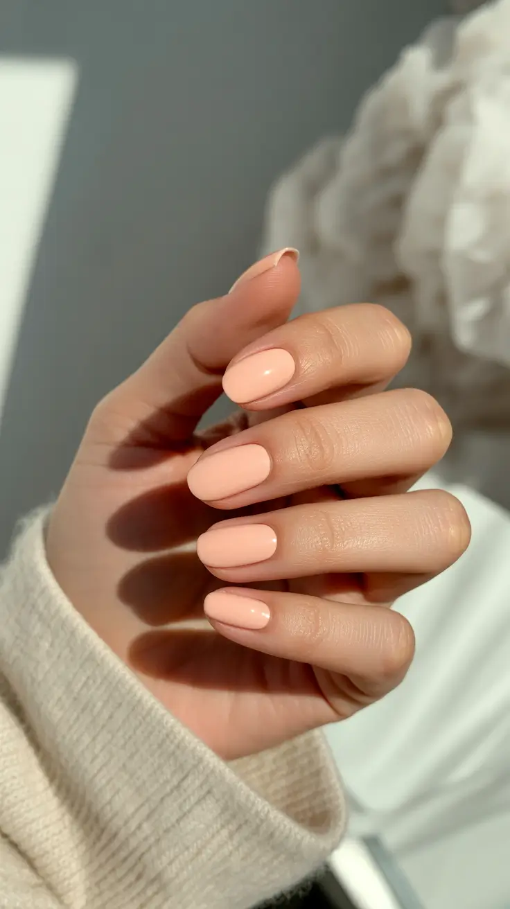Soft Peach Winter Nails 2025