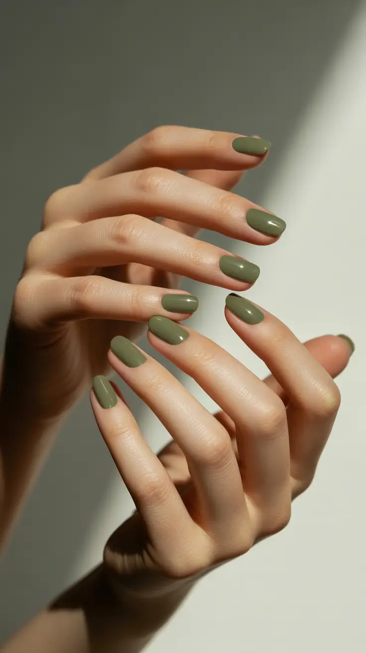 Olive Whisper Winter Nails 2025