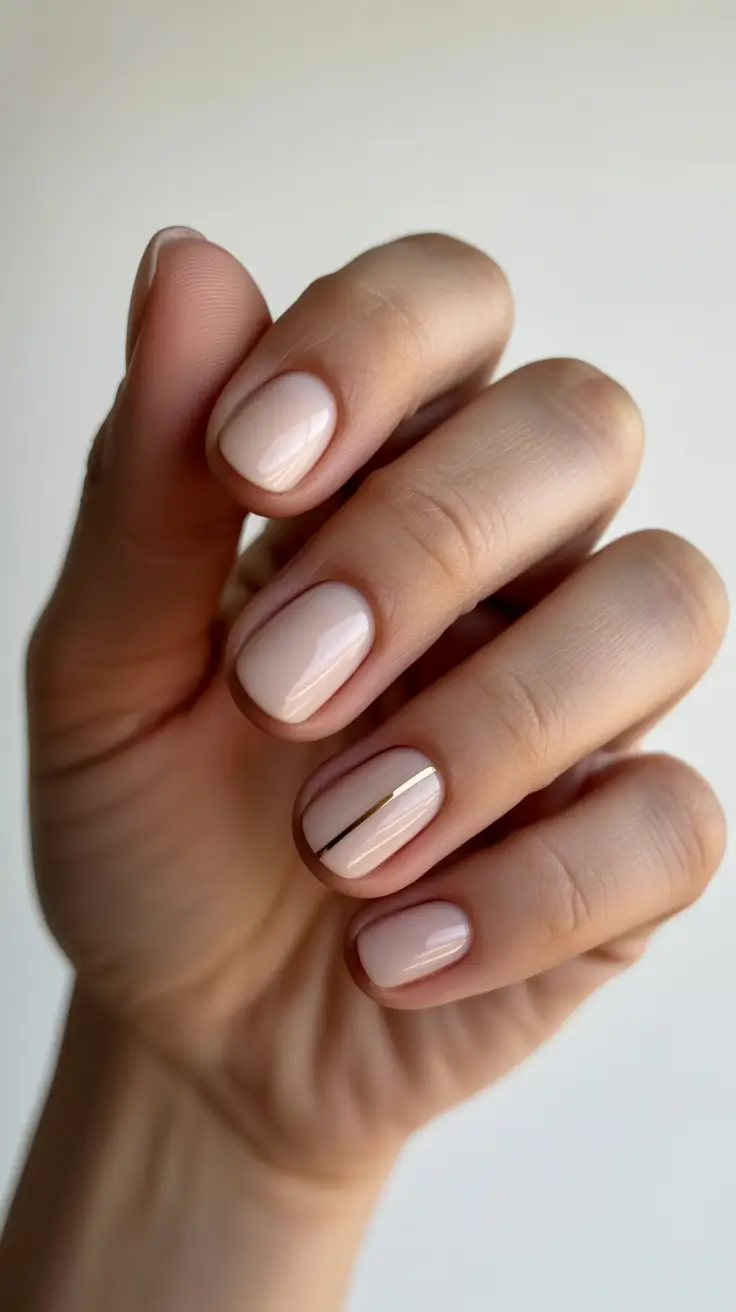 Golden Line Minimalism Winter Nails 2025