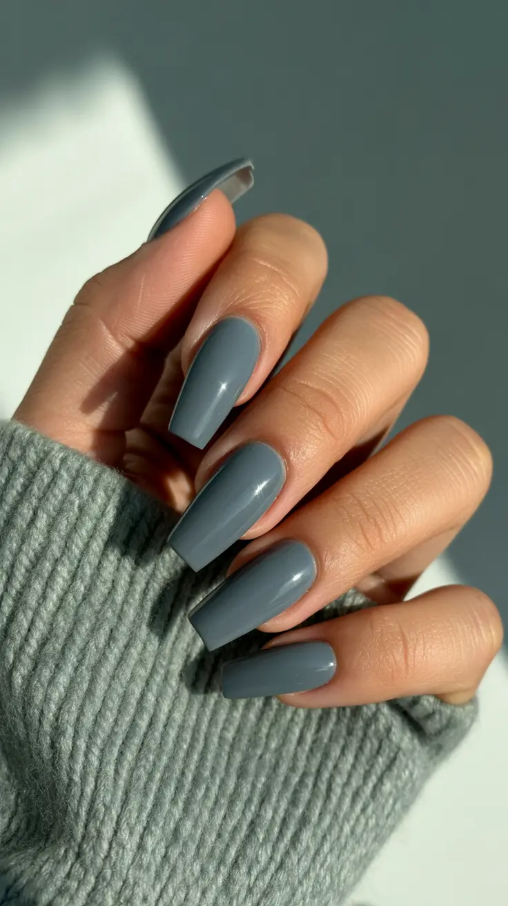 Stormy Grey Elegance Winter Nails 2025