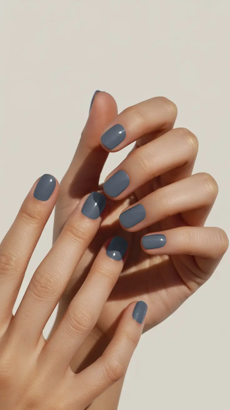 Muted Steel Charm Winter Nails 2025