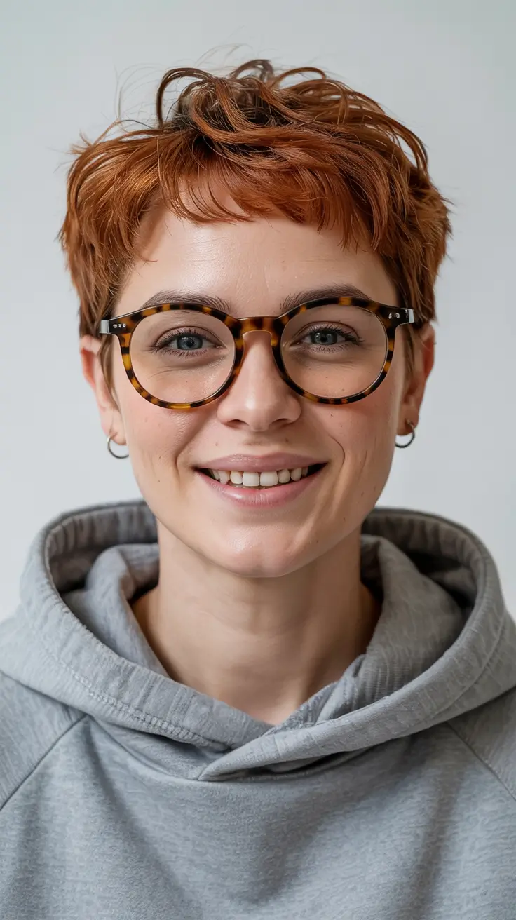 Textured Ginger Pixie with Tousled Layers Winter 2025 2026 Haircuts and Color Ideas