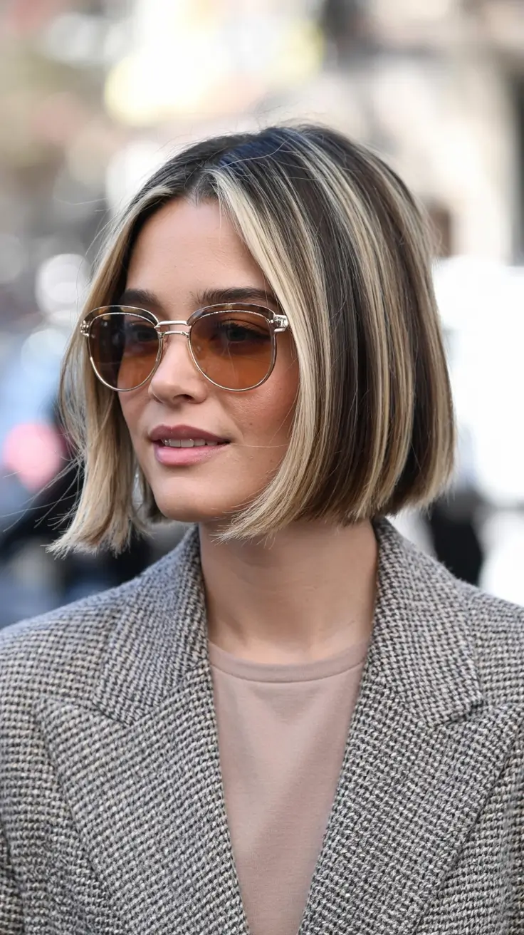 Chunky Highlight Power Bob Winter 2025 2026 Haircuts and Color Ideas