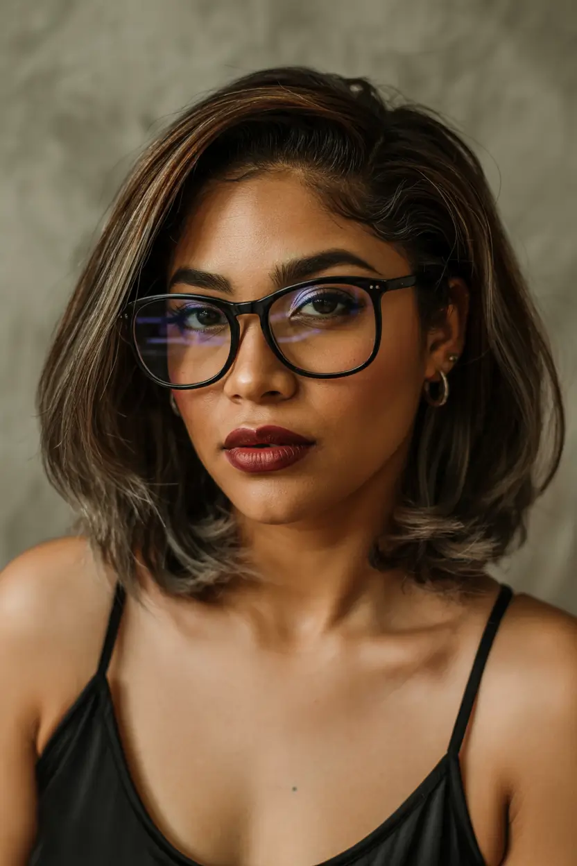 Straight Short Ash Brunette Bob Shape Women