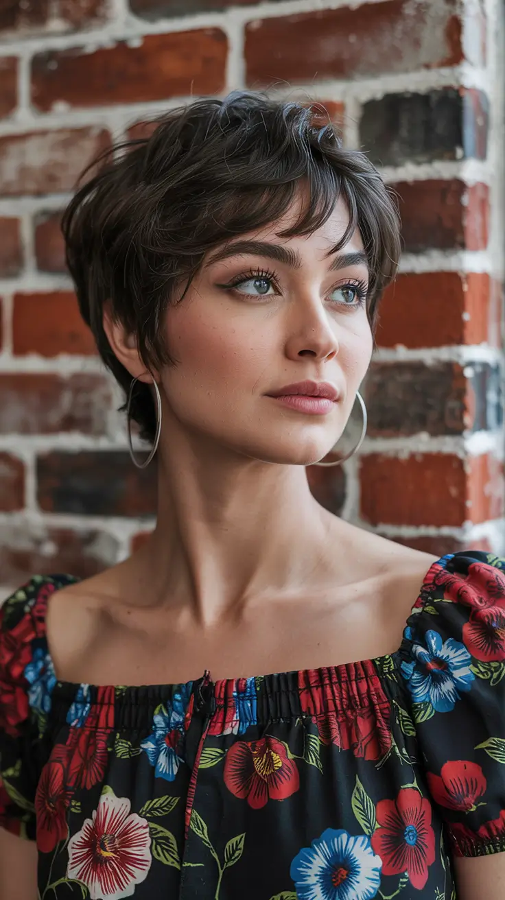winter haircuts for round faces 2025-2026 Chic Textured Pixie for Everyday Elegance