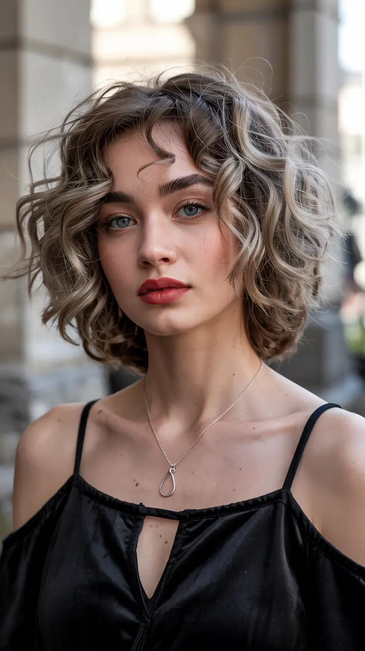winter haircuts for round faces 2025-2026 Textured Blonde Lob with Soft Curls