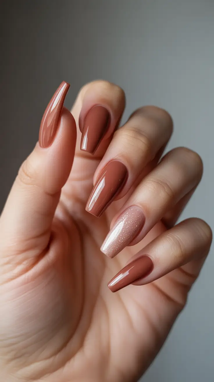 Winter Acrylic Nails Copper Glow Blend