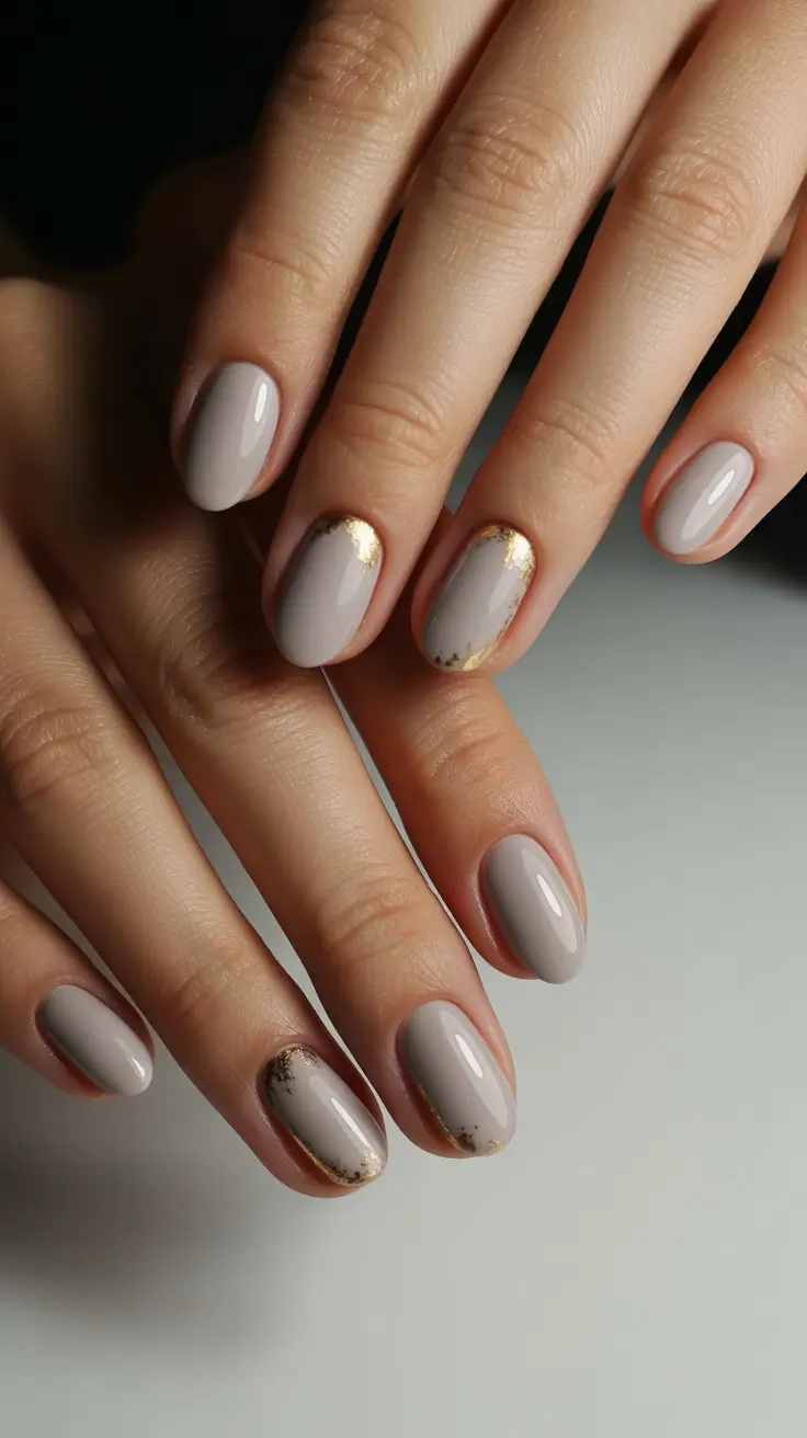 Winter Acrylic Nails Golden Frost Highlights