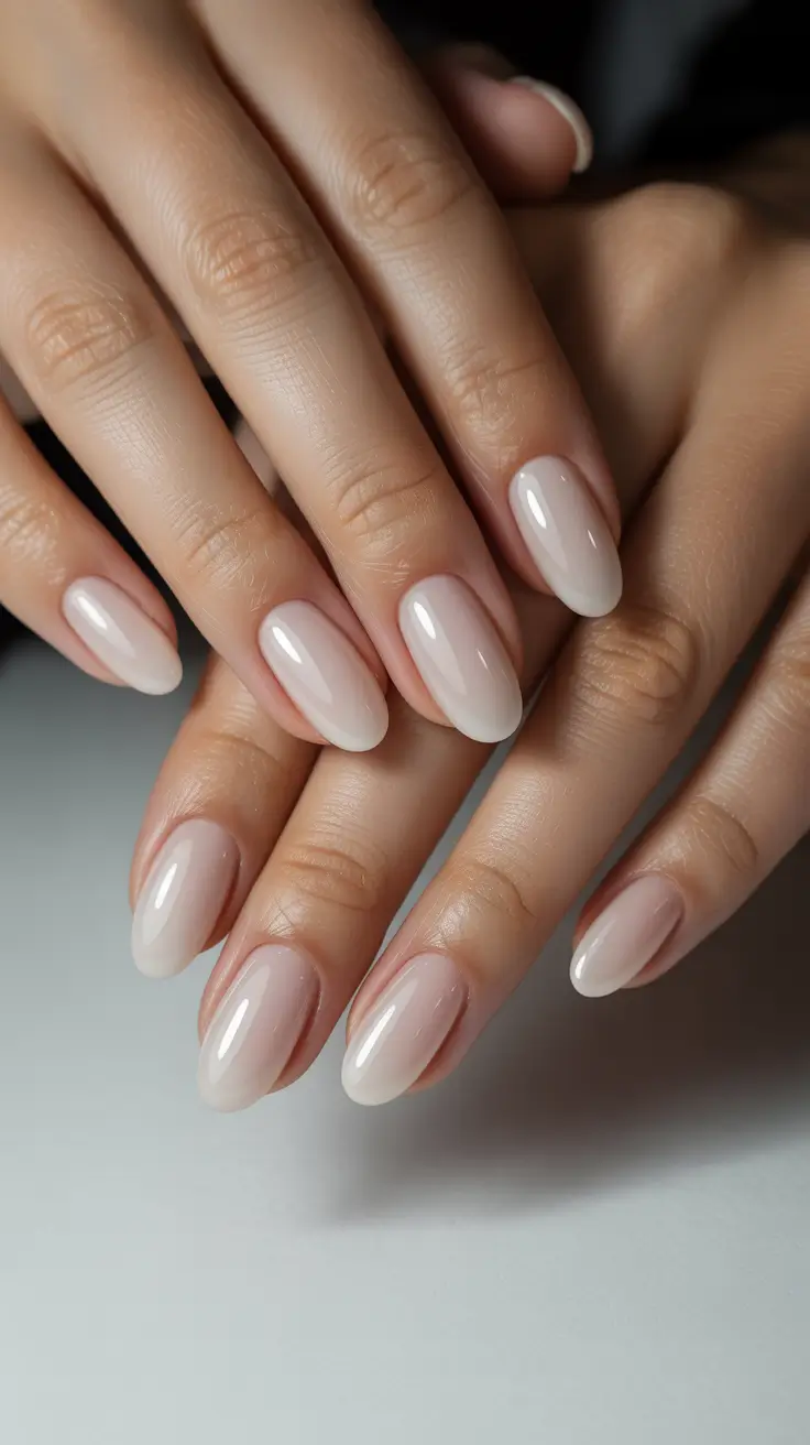 Winter Acrylic Nails Soft Milk Ombre