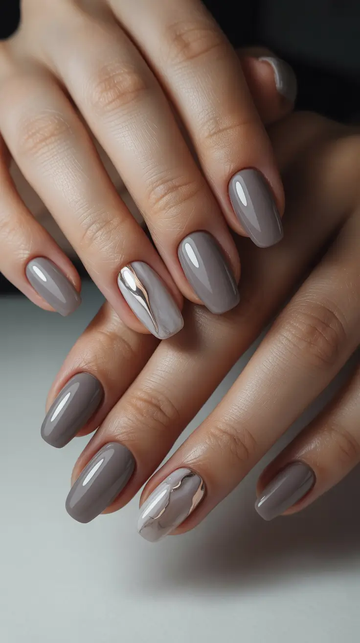 Winter Acrylic Nails Chrome and Cocoa