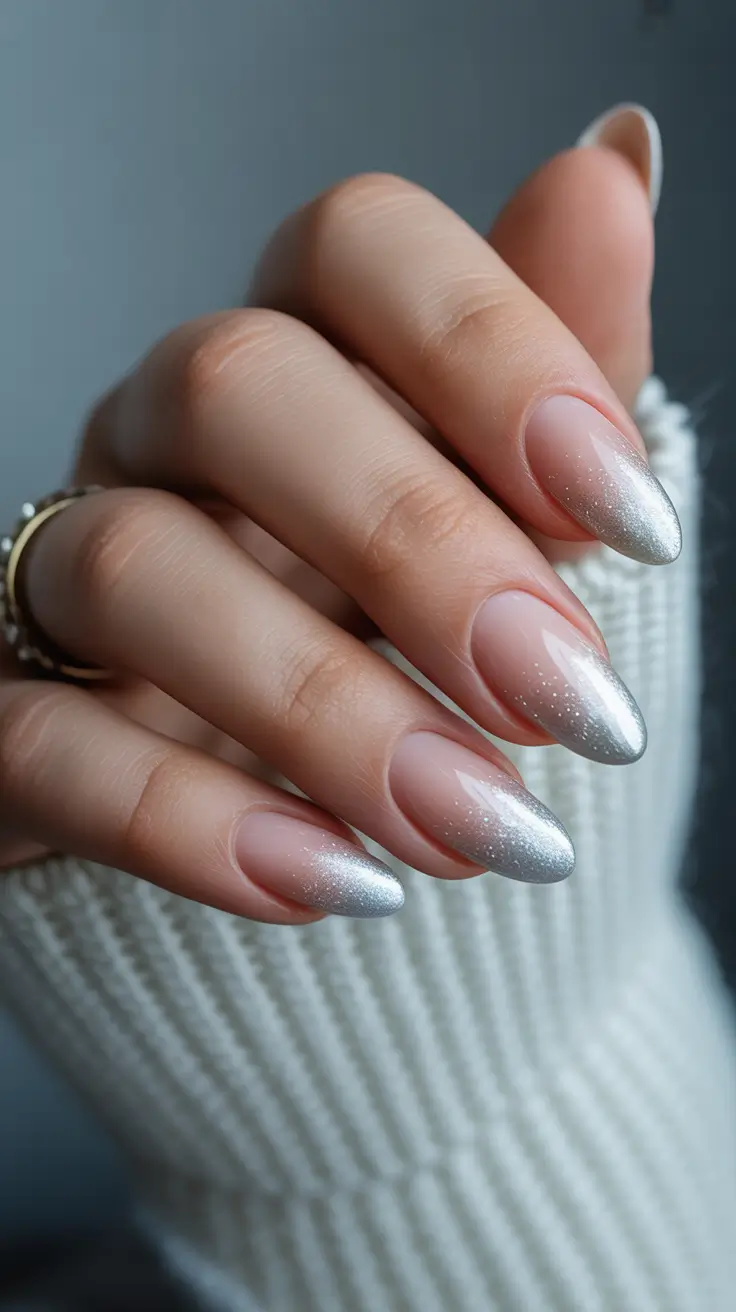 almond-nails Silver Frost Gradient