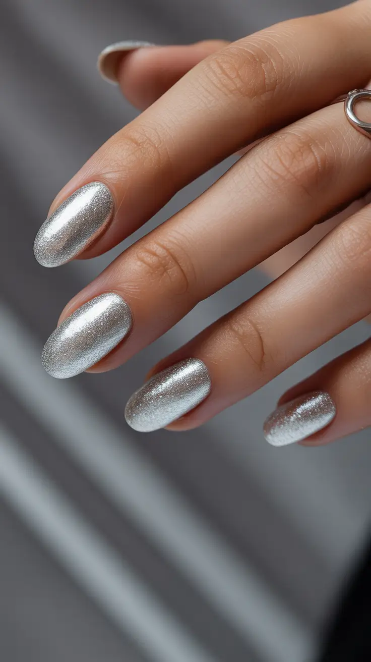 almond-nails Star-Polished Silver Gleam