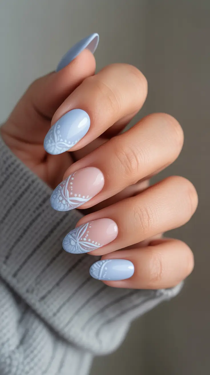 almond-nails Nordic Knit Blue Art