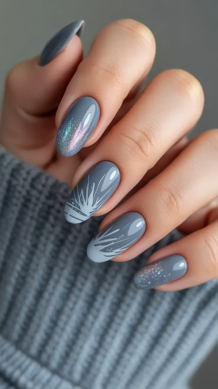 almond-nails Frosted Sky Feathers
