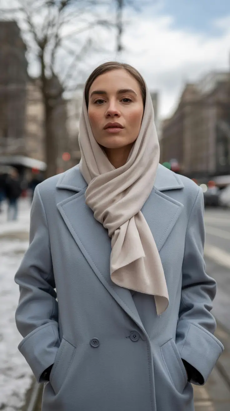 Aesthetic classy 2025 women Winter Grace in Powder Blue