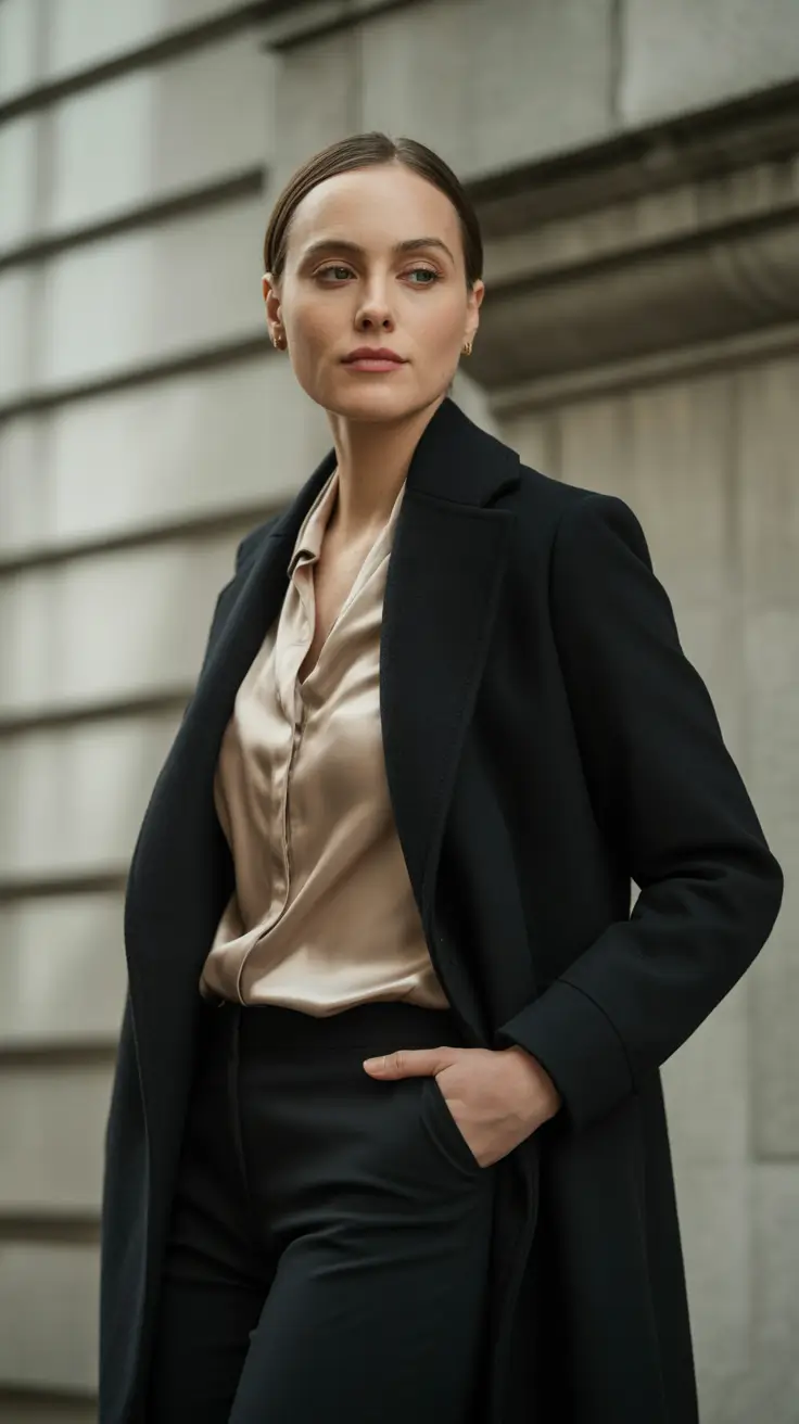 Dressy classy 2025 women Black Silk and Structured Grace