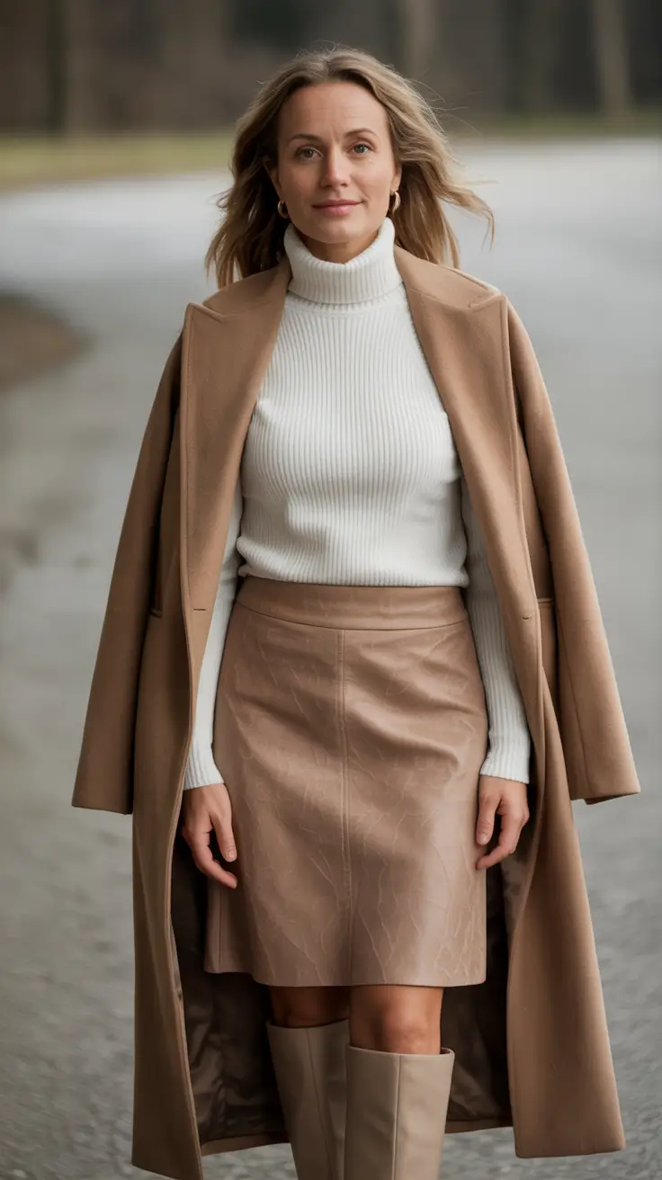 Dressy classy 2025 women Caramel Layers and Leather Warmth