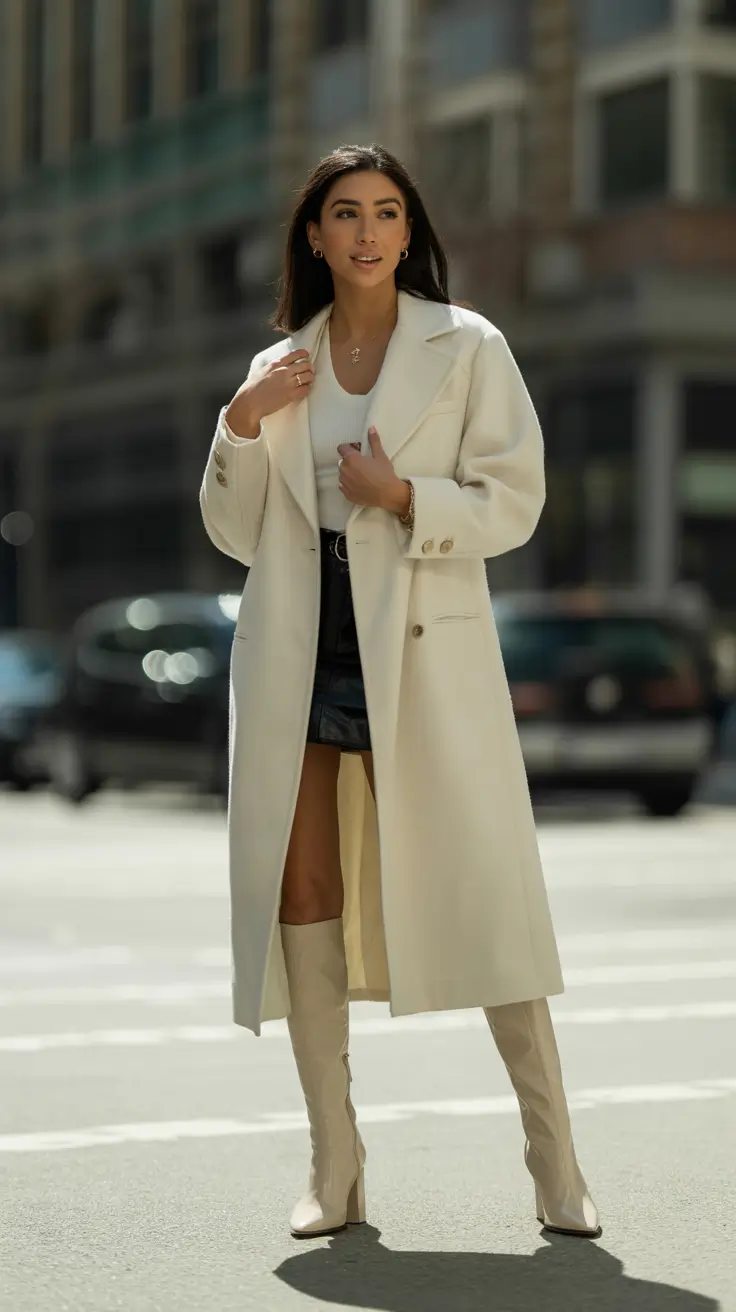 Dressy classy 2025 women Winter Radiance in Ivory and Leather