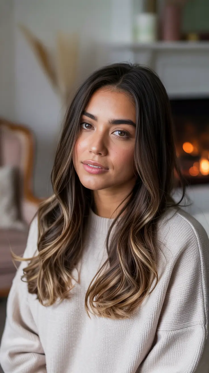 Balayage Hair Color Winter 2025–2026 Golden Mocha Waves