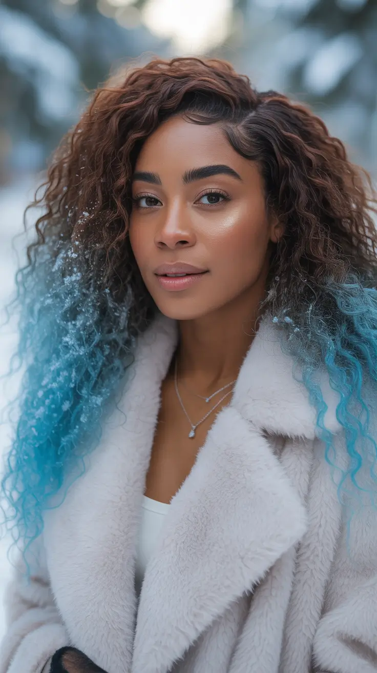 Winter 2025–2026 Hair Colors Trends Dark Skin Ocean-Dipped Curls