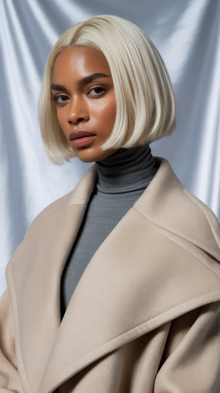 Winter 2025–2026 Hair Colors Trends Dark Skin Icy Platinum Precision