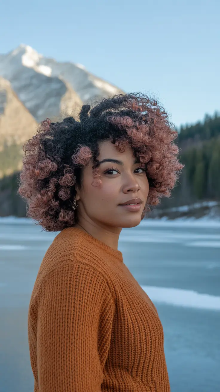 Winter 2025–2026 Hair Colors Trends Dark Skin Caramel-Tinted Curls