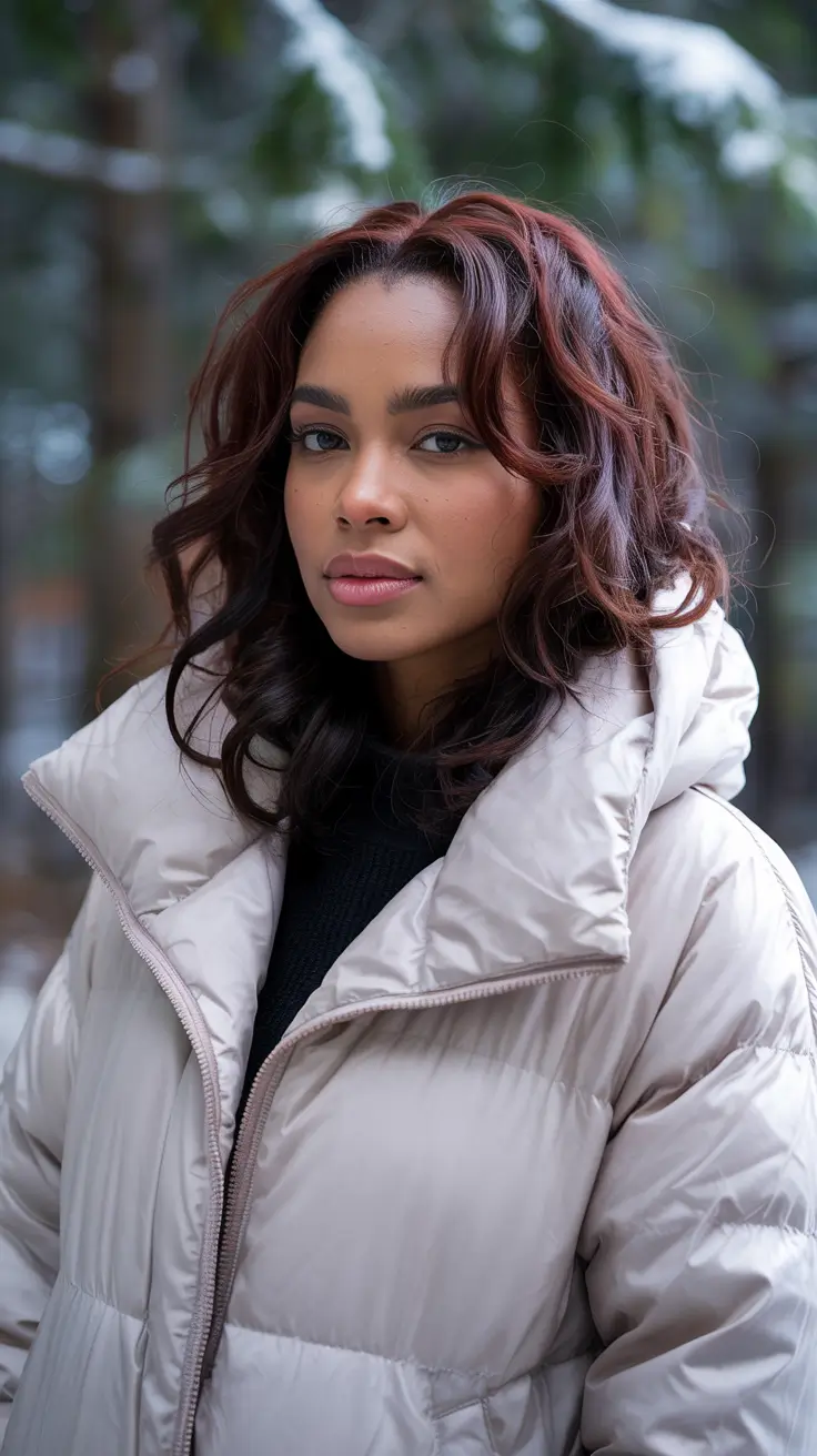 Winter 2025–2026 Hair Colors Trends Dark Skin Chestnut Glow Layers